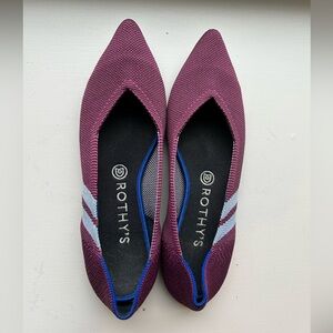 Rothy's Women's Plum Flats with Blue Accents size 9.5 NEW without box
